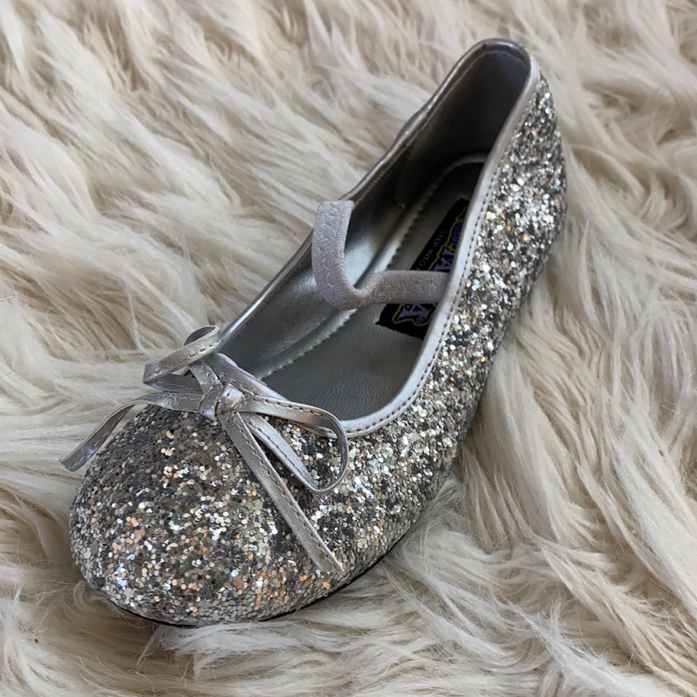 Chasing fireflies silver glitter ballet flats